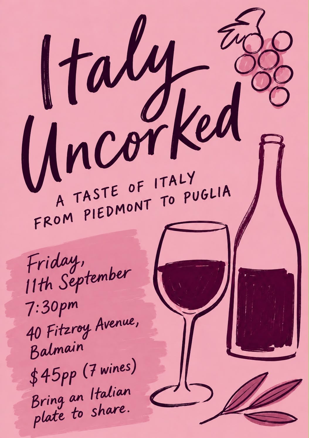 Balmain Wine Club - Italy Uncorked Event - Friday 11 September, 2026